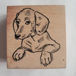 Vintage 2005 Rubber Stamp Dachshund Puppy Wiener Dog Realistic Mounted